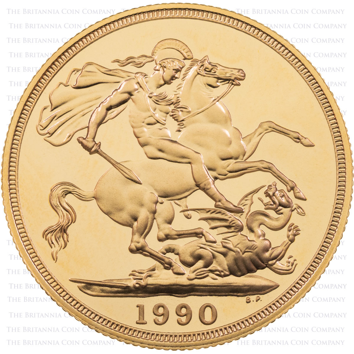 1990 Gold Proof Double Sovereign Reverse