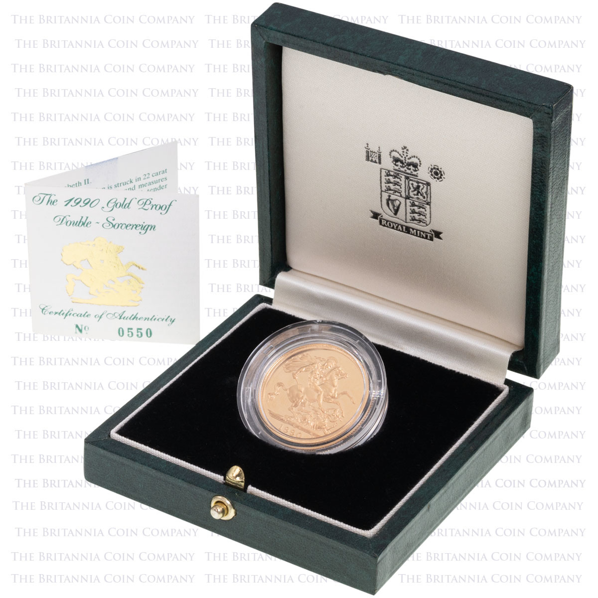 1990 Gold Proof Double Sovereign Boxed
