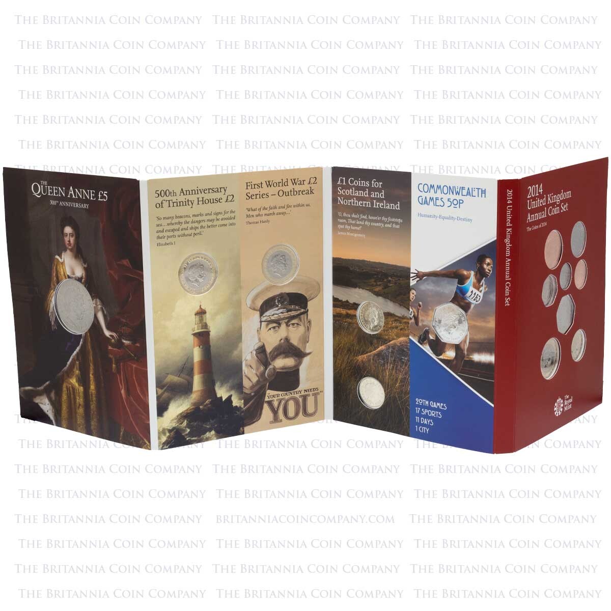 2014 UK Brilliant Uncirculated Annual Fourteen Coin Set shared obverse design 