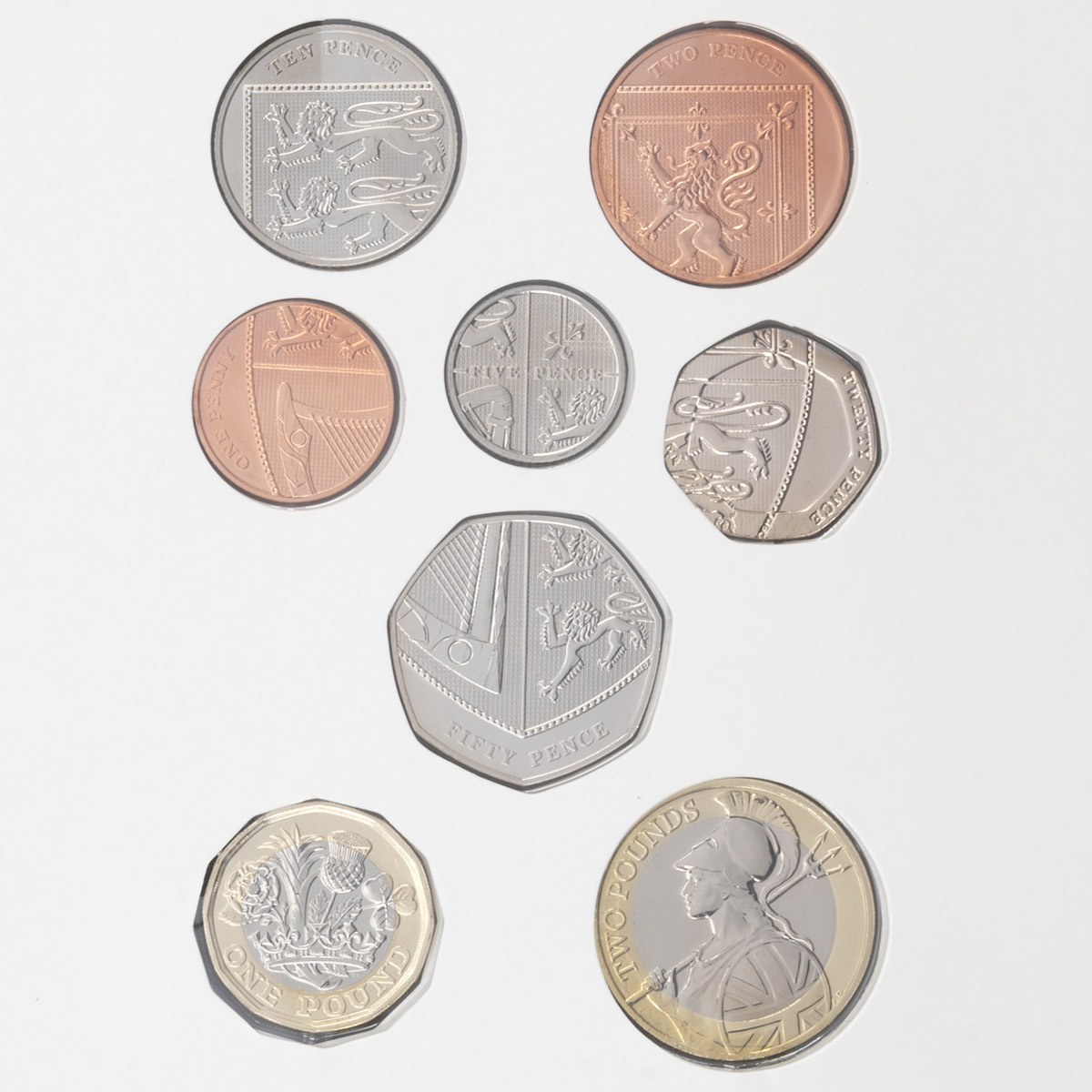 Reverse of 2021 UK Brilliant Uncirculated Annual 13 Coin Set definitive coins