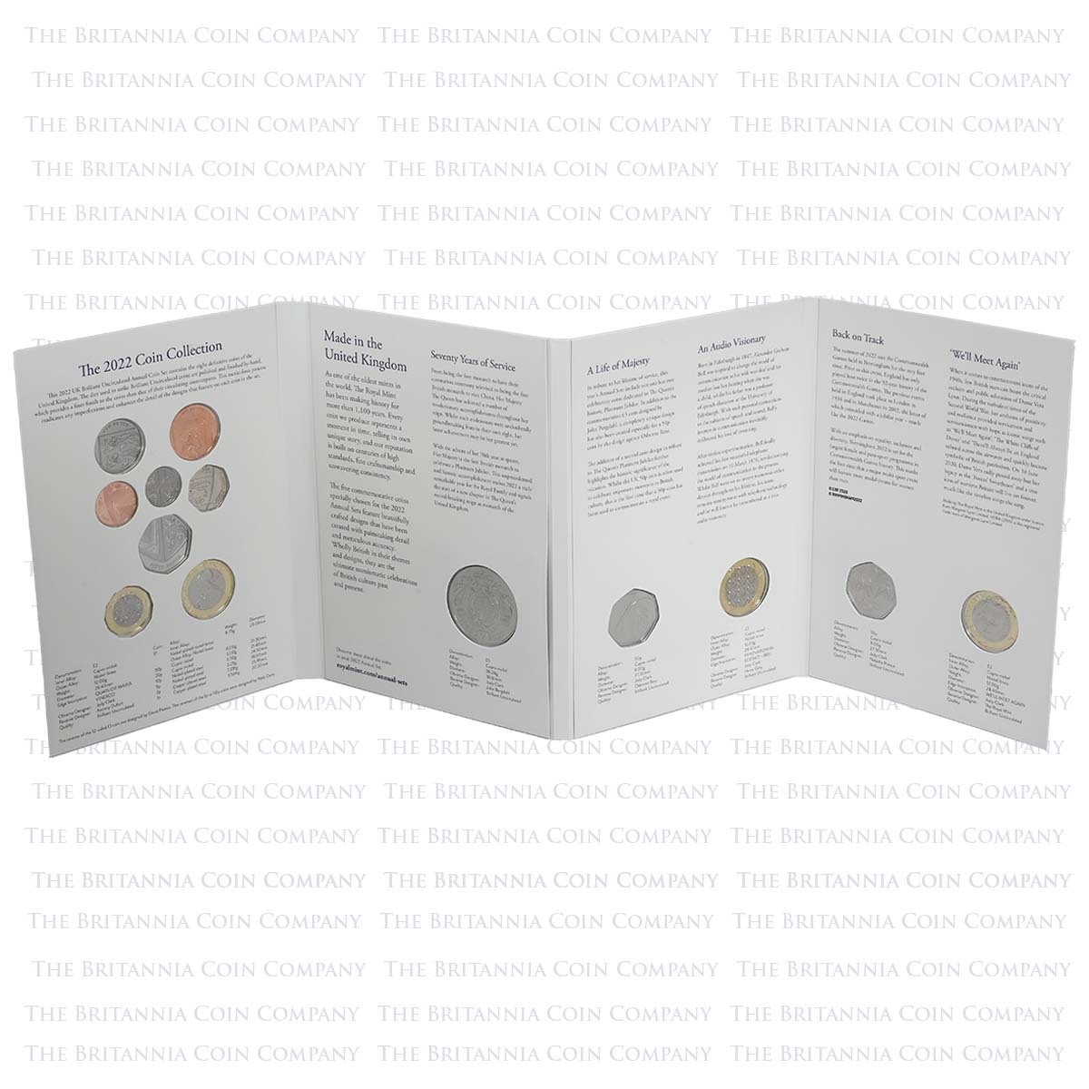 DU22 2022 Annual 13 Coin Set Brilliant Uncirculated Platinum Jubilee Fold Out Inside