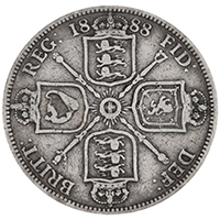1888 Florin Narrow Space Below Bust Obverse Victoria Silver Coin Thumbnail