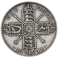1911 Florin George V Silver Coin Thumbnail