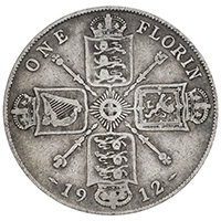 1912 Florin George V Silver Coin Thumbnail