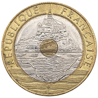 1992 Mont Saint-Michel Twenty Francs Circulated French Coin Thumbnail