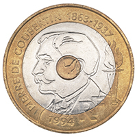 1994 Pierre De Coubertin Twenty Francs Circulated French Coin Thumbnail