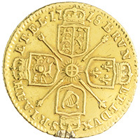 1718 George I Gold Quarter Guinea Reverse @200