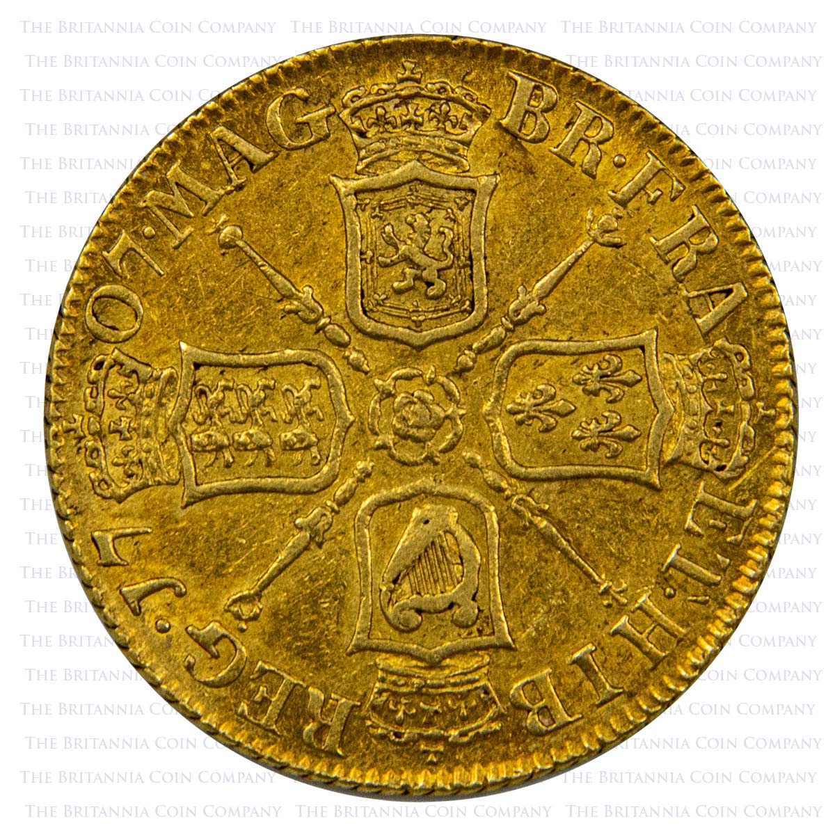 1707 Anne Gold Guinea Pre-Union Reverse