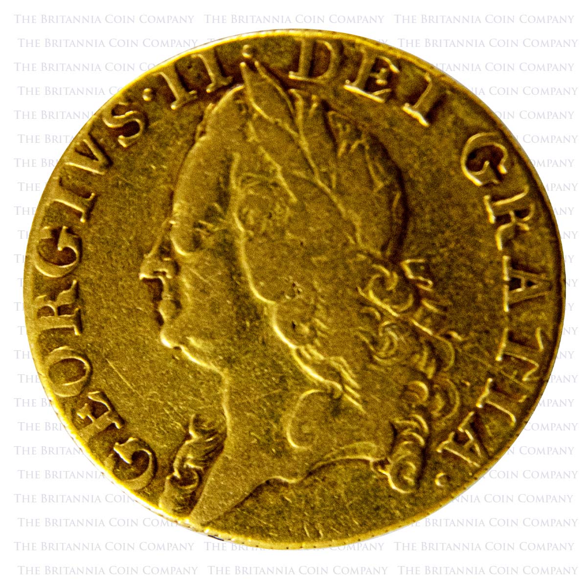 1759 George II Gold Guinea Older Head Obverse