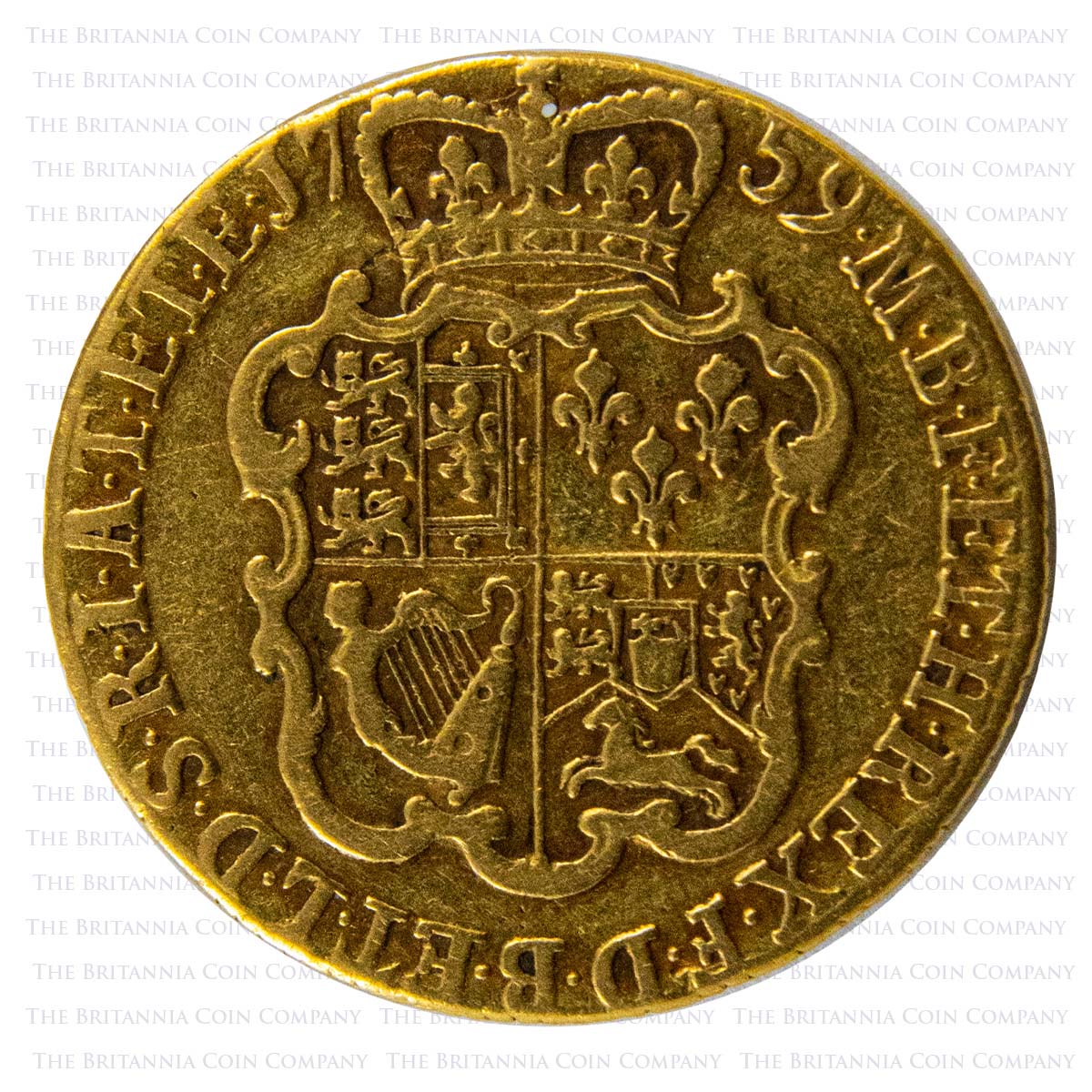 1759 George II Gold Guinea Older Head Reverse