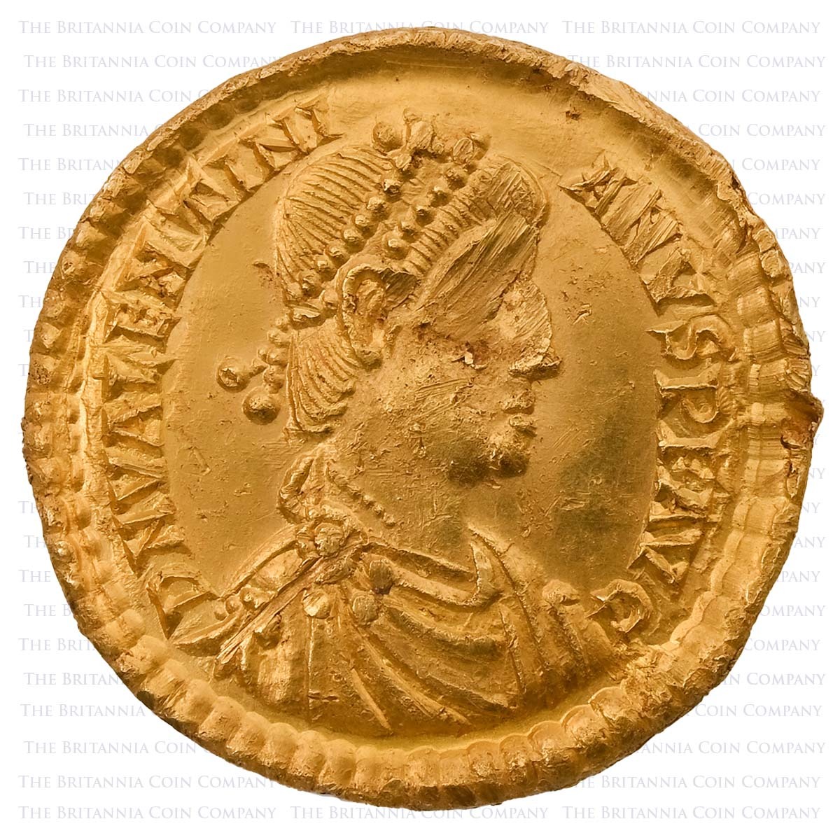 375-398 Valentinian II Solidus Trier Obverse