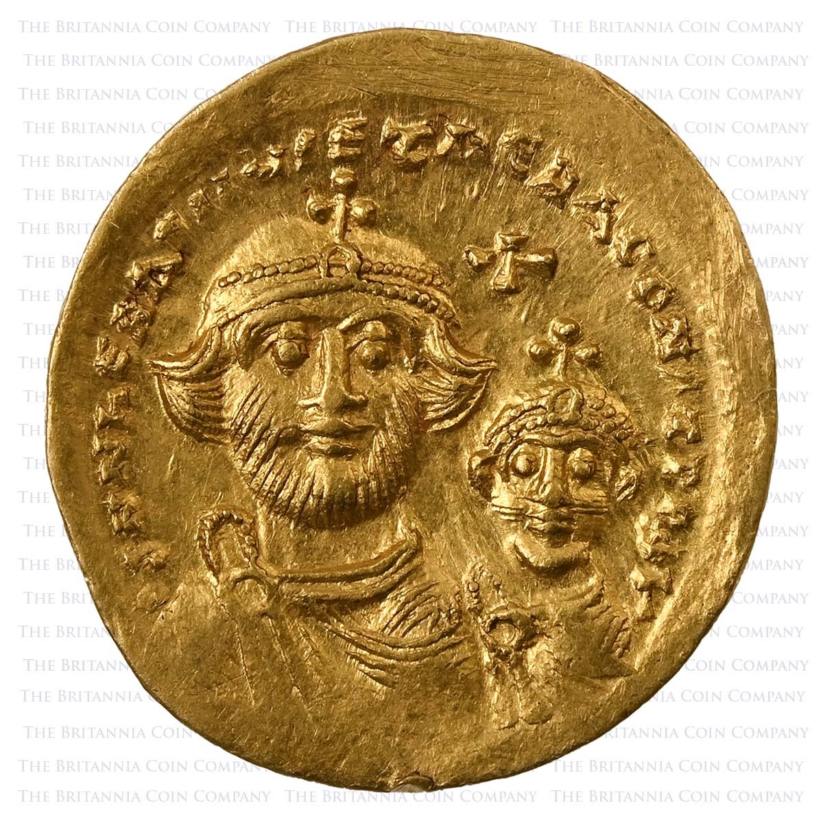616-625 AD Heraclius & Heraclius Constantine Gold Solidus Byzantine Obverse