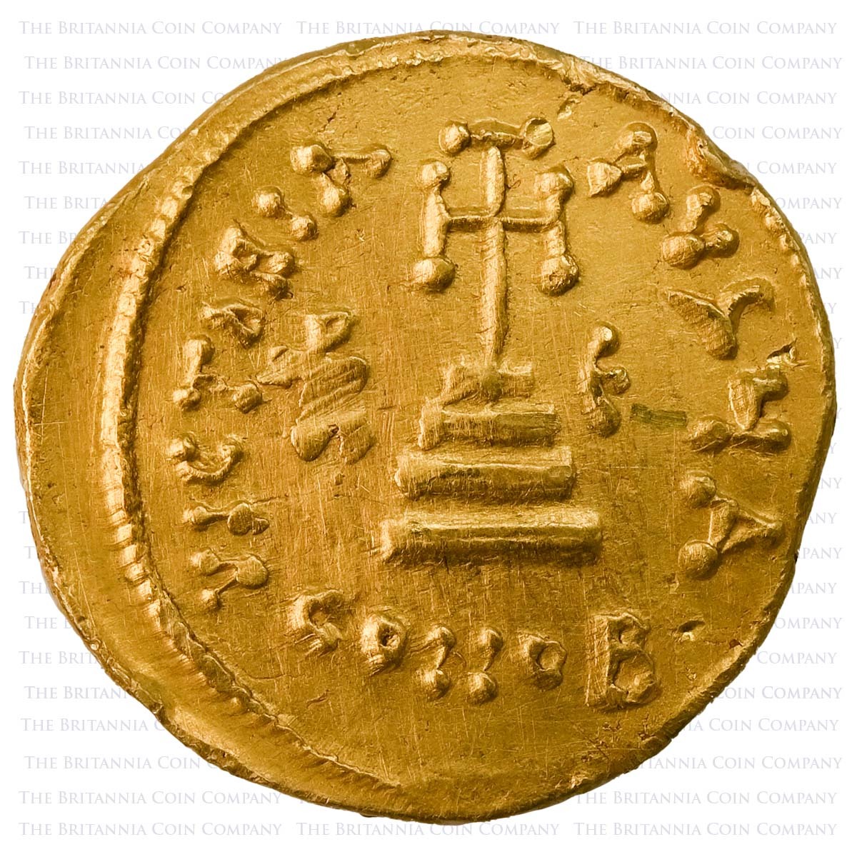 639-641 AD Heraclius, Heraclius Constantine and Heraclonas Gold Solidus Byzantine Reverse