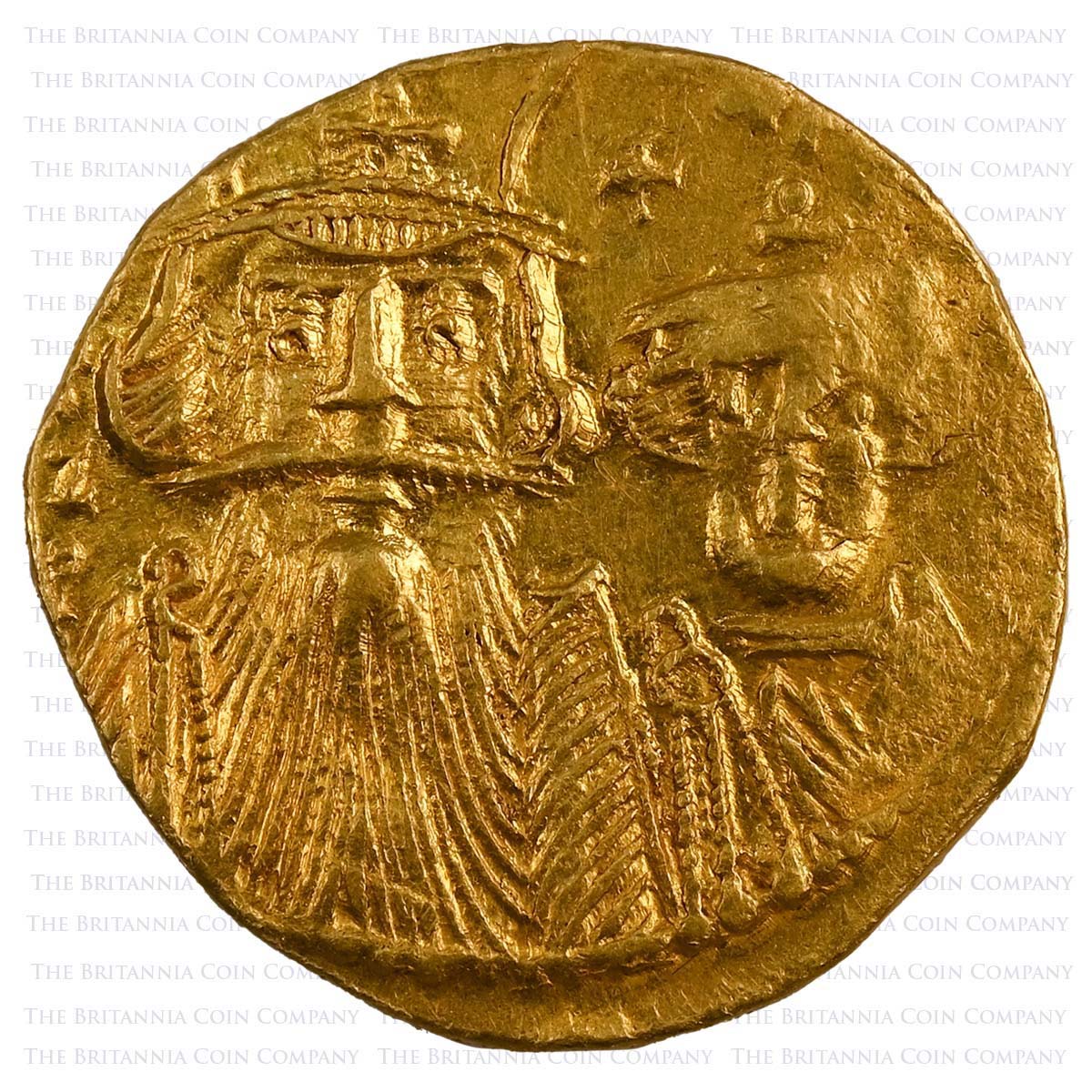 661-663 Constans II and Constantine IV Gold Solidus Byzantine Obverse