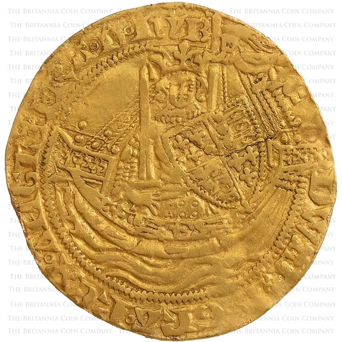 1351-1361 Edward III Gold Half Noble Pre Treaty B/A Mule Obverse