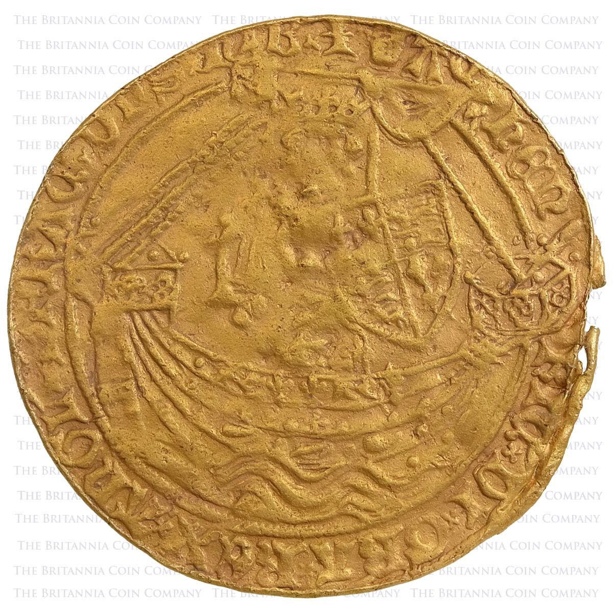 1412-1413 Henry IV Gold Noble Type V Light Coinage Obverse