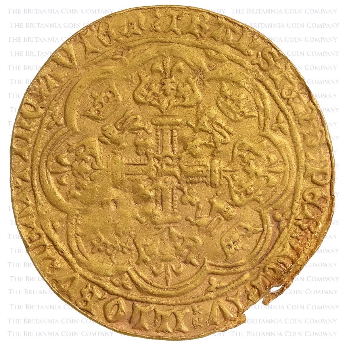 1412-1413 Henry IV Gold Noble Type V Light Coinage Reverse