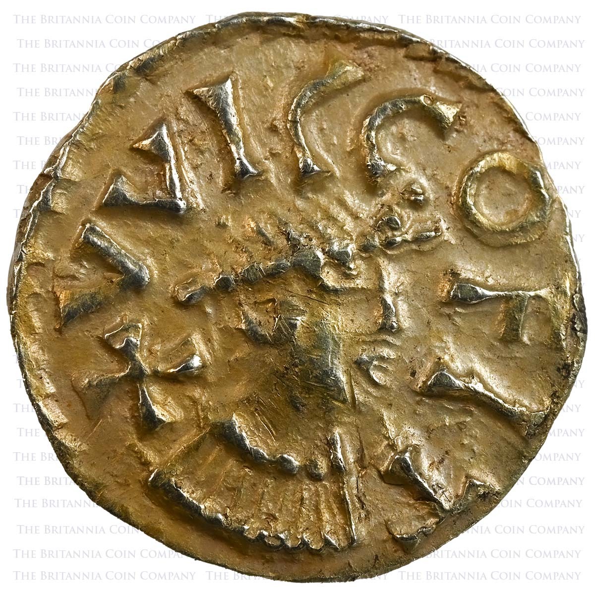 600-700 Merovingian Tremissis Quentovic Dutta Obverse