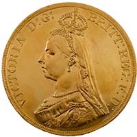 1887 Victoria Gold Five Sovereign Jubilee Head Thumbnail