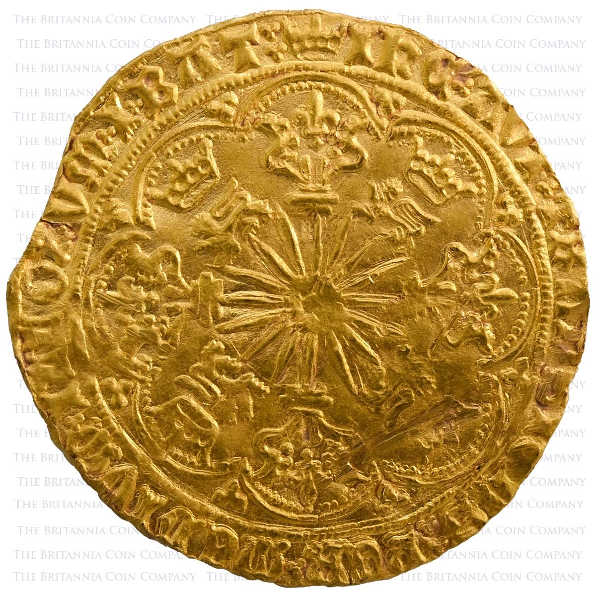 1464-1470 Edward IV Gold Rose Noble Ryal MM Crown Reverse