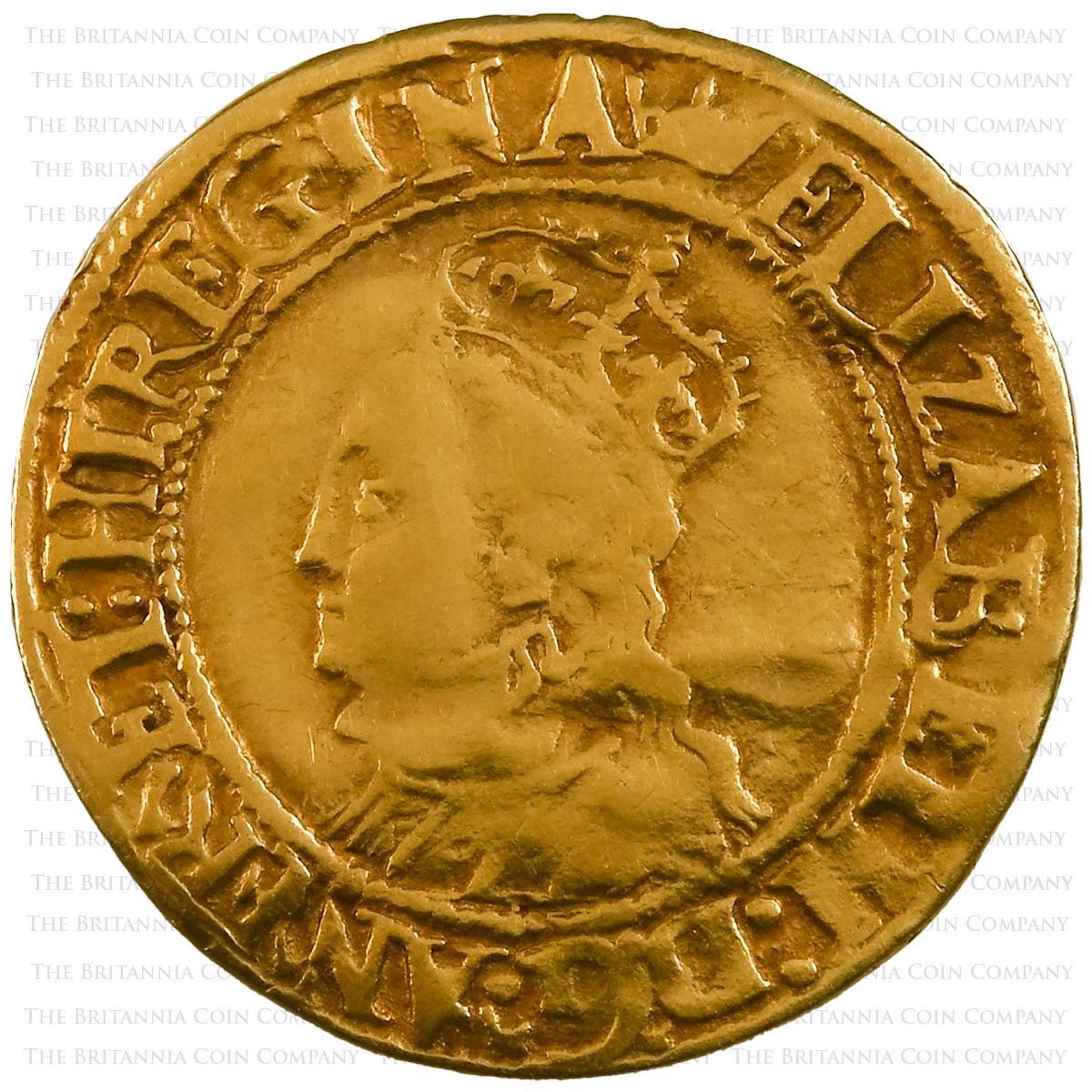 1567-1570 Elizabeth I Gold Crown MM Coronet Obverse