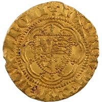 1422-1430 Henry VI Hammered Gold Quarter Noble London Trefoil Below Shield Thumbnail