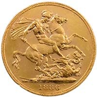 1886 Victoria Sovereign Melbourne Mint St George Thumbnail