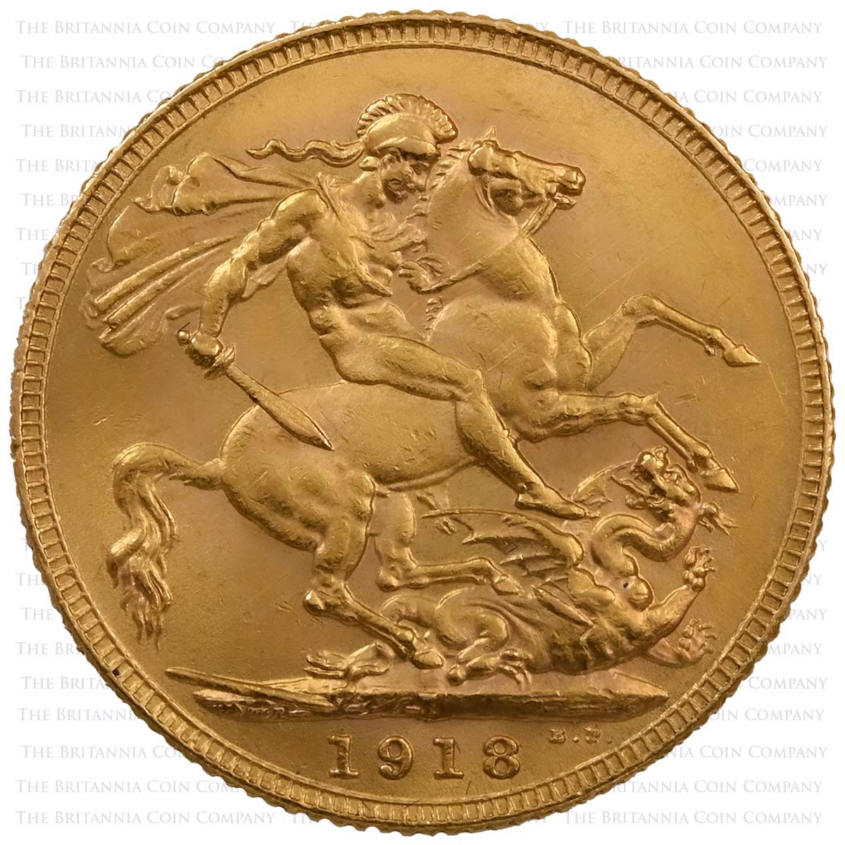 1918 George V Sovereign Bombay India Mint Reverse