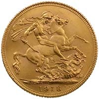 1918 George V Sovereign Bombay India Mint Thumbnail