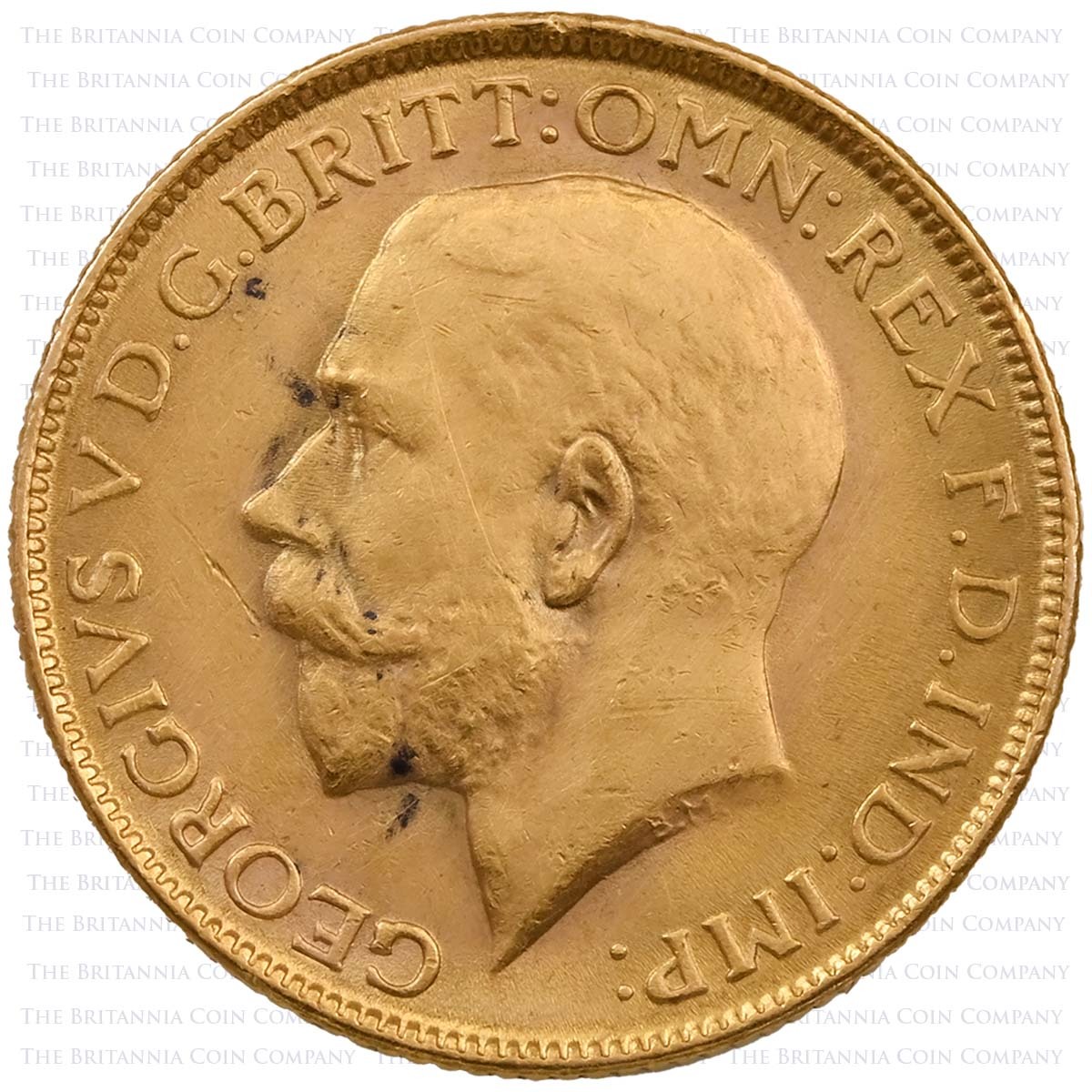 1918 George V Sovereign Bombay India Mint Obverse