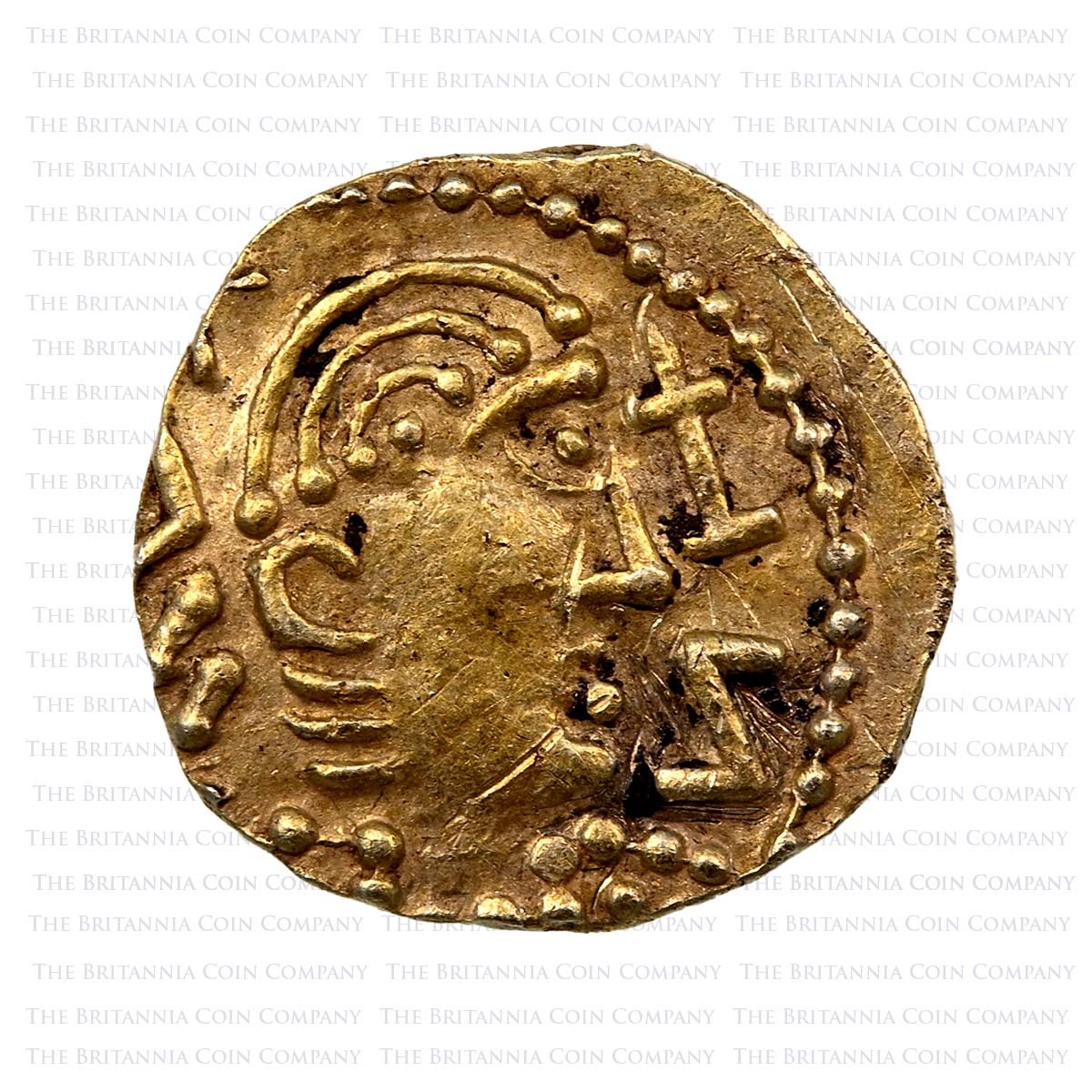 655-675 AD Saxon Gold Post-Condrell Thrymsa Two Emperors Obverse
