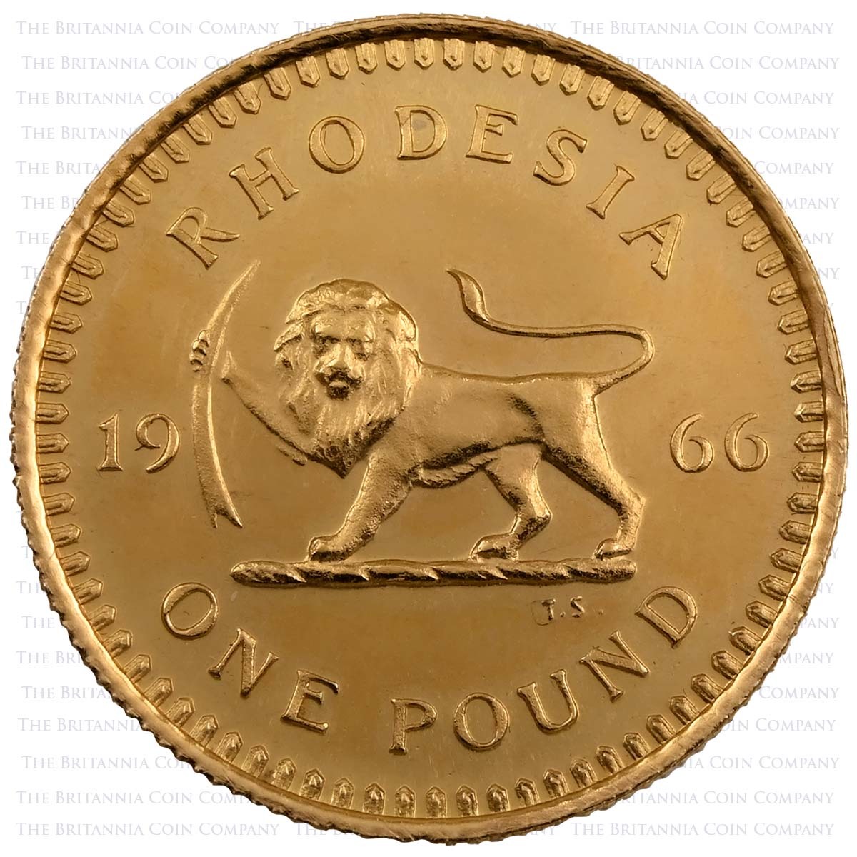 1966 Rhodesia Gold £1 Reverse