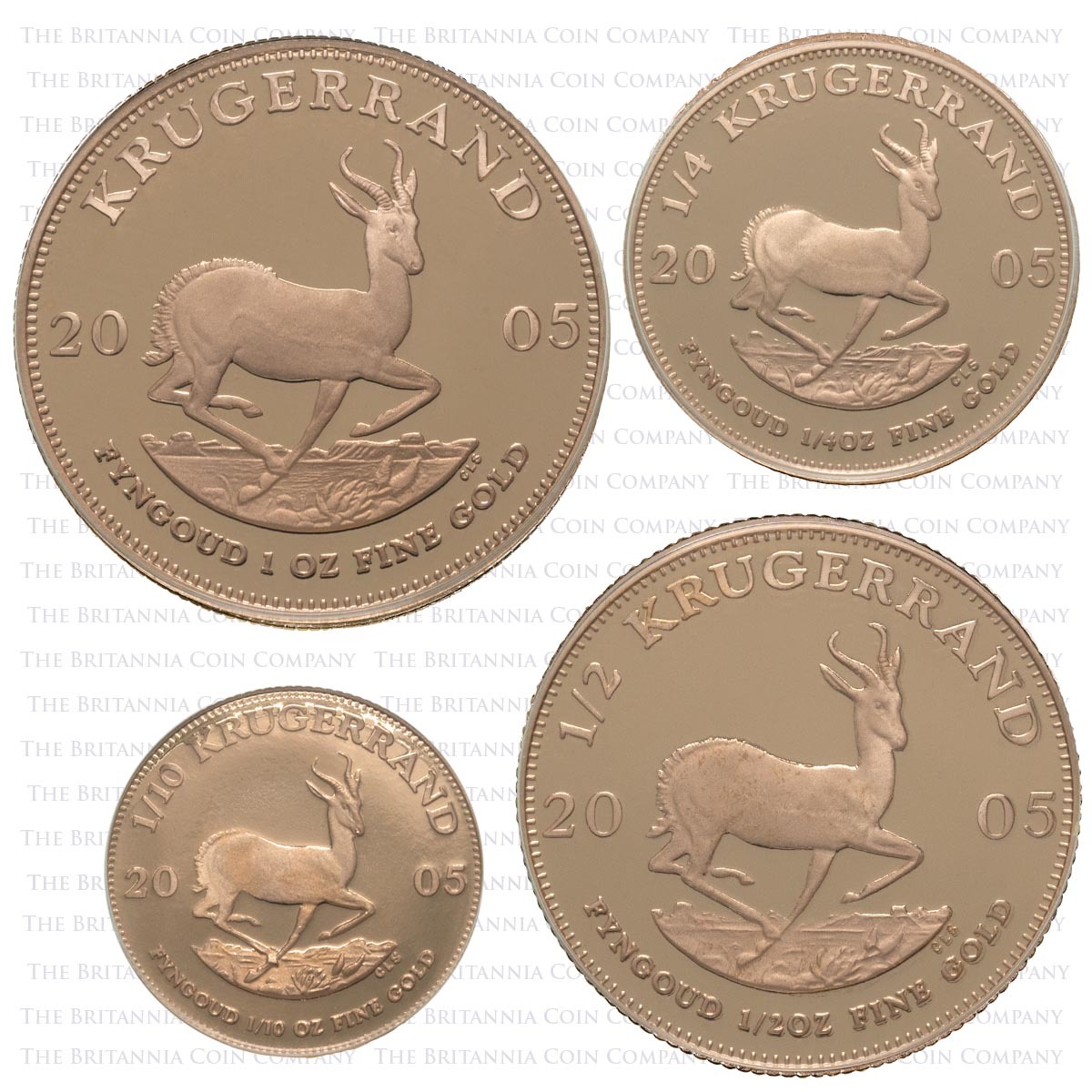 2005 Gold Proof Four Coin Krugerrand Set Reverses