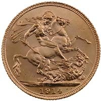 1914 George V Sovereign London Thumbnail