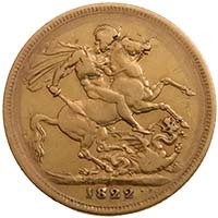 1822 King George IV Gold Full Sovereign Laureate Head Thumbnail