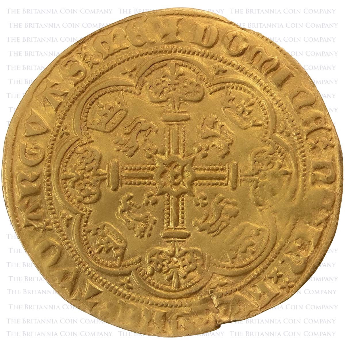 1363-1369 Edward III Half Noble Treaty Period Reverse