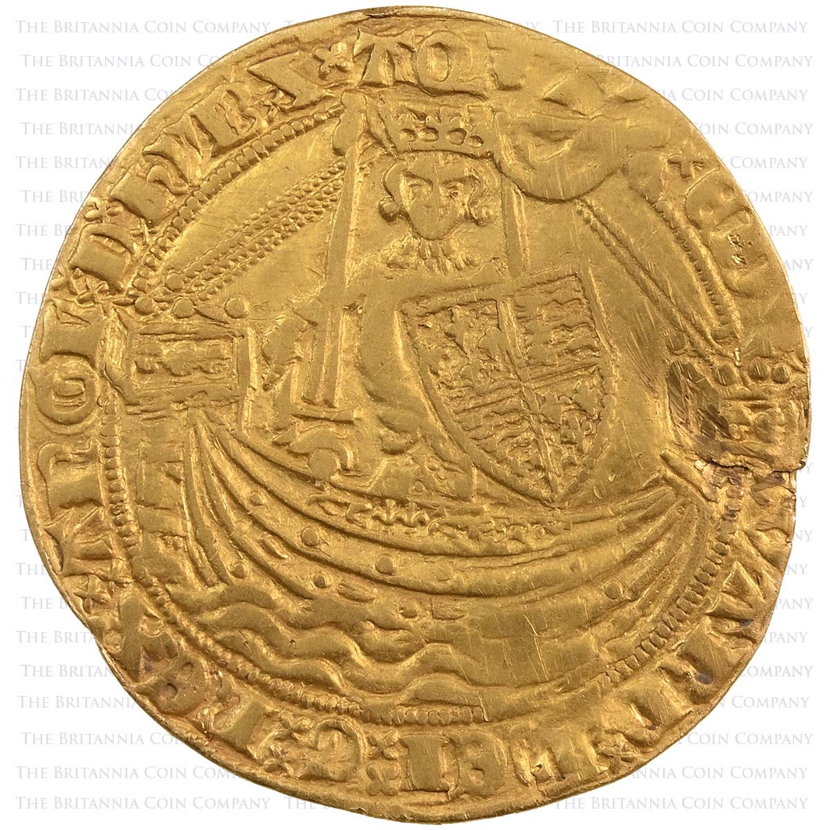 1363-1369 Edward III Half Noble Treaty Period Obverse