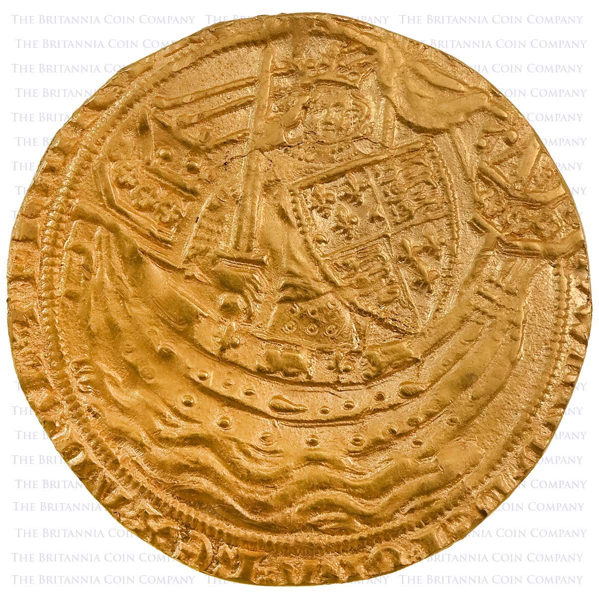 1351-1361 Edward III Hammered Gold Noble Fourth Coinage Pre Treaty Period Obverse