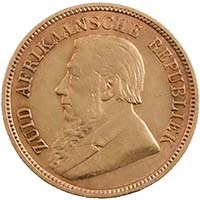 1896 South Africa Zuid Afrikaansche Republiek Paul Kruger Gold Half Pond Coin Thumbnail