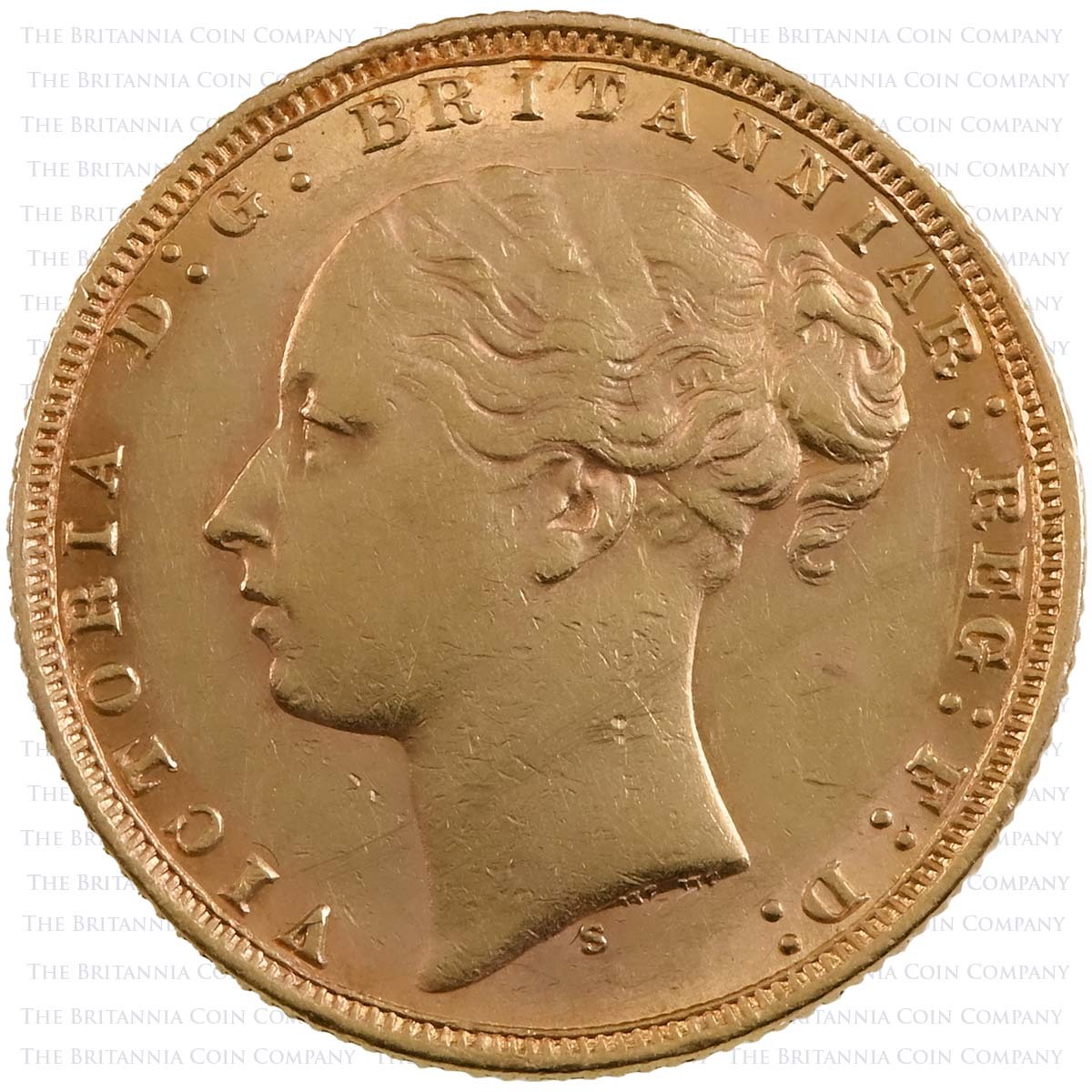 1876 Queen Victoria Gold Full Sovereign Young Head St George Sydney Mint Australia Obverse