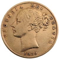 1859 Queen Victoria Gold Ansell London Full Sovereign Coin Thumbnail