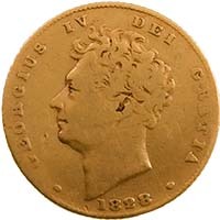 1828 King George IV Gold Half Sovereign Coin Bare Head Thumbnail
