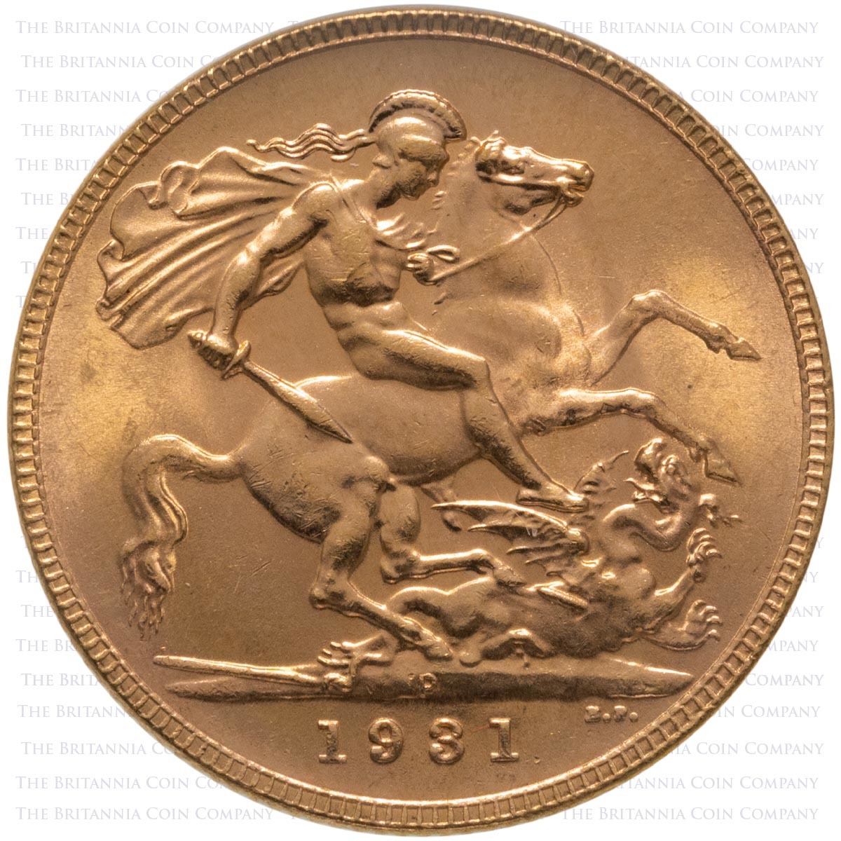 1931 King George V Gold Full Sovereign Perth Australia Mint (Best Value) Reverse