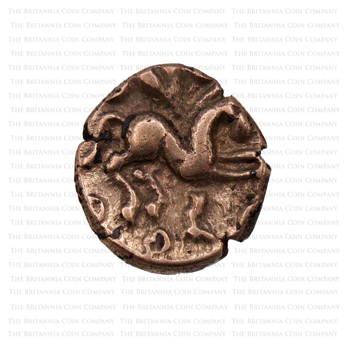 25 BC - 5 AD Celtic Gold Quarter Stater Cantii Dubnovellaunus Obverse