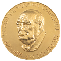 1965 Sir Winston Churchill Commemorative Gold Medal By Hazeldine Thumbnail