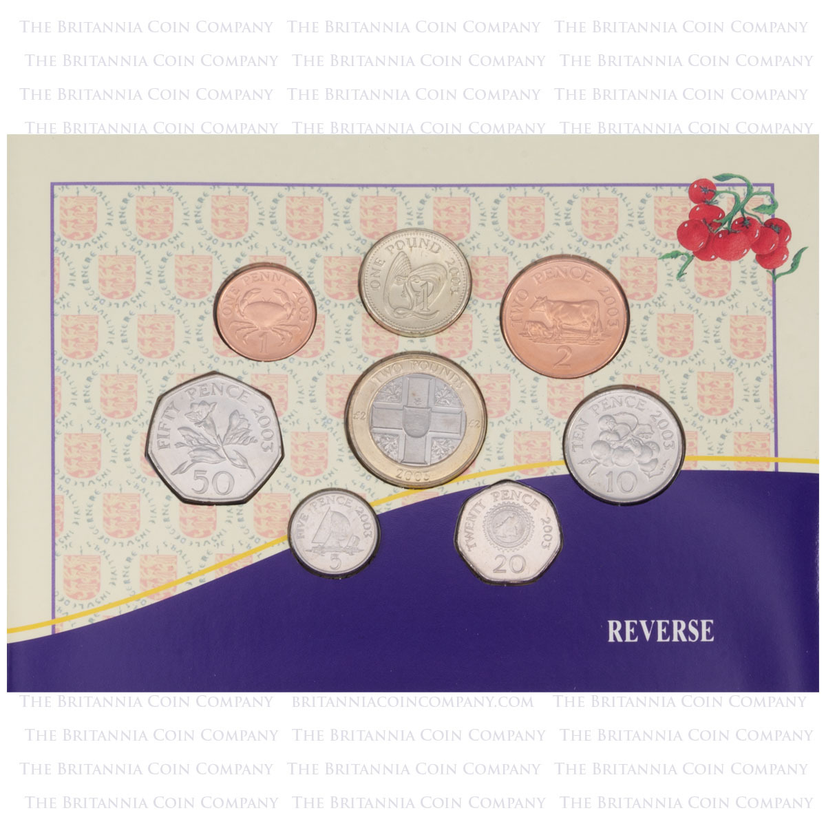 Reverse of GU03BU 2003 Guernsey Brilliant Uncirculated Annual Coin Set