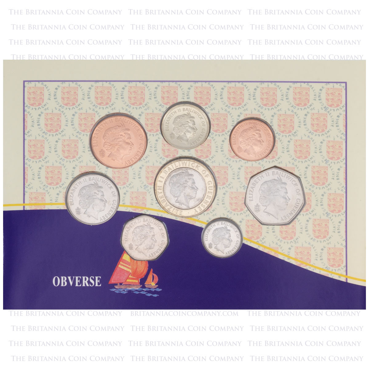 GU03BU 2003 Guernsey Brilliant Uncirculated Annual Coin Set Elizabeth II obverse