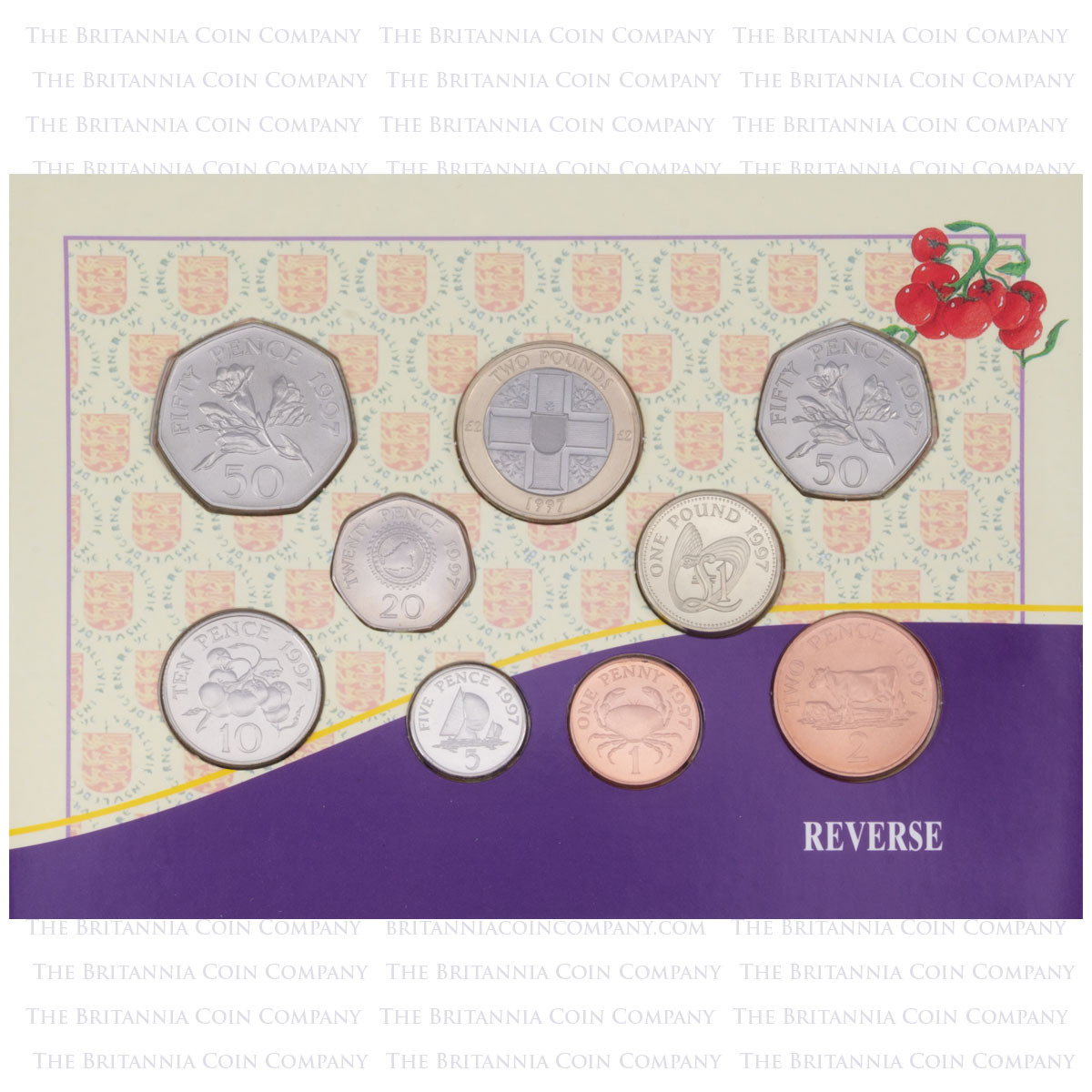 Reverse of GU97BU 1997 Guernsey Brilliant Uncirculated Annual Coin Set