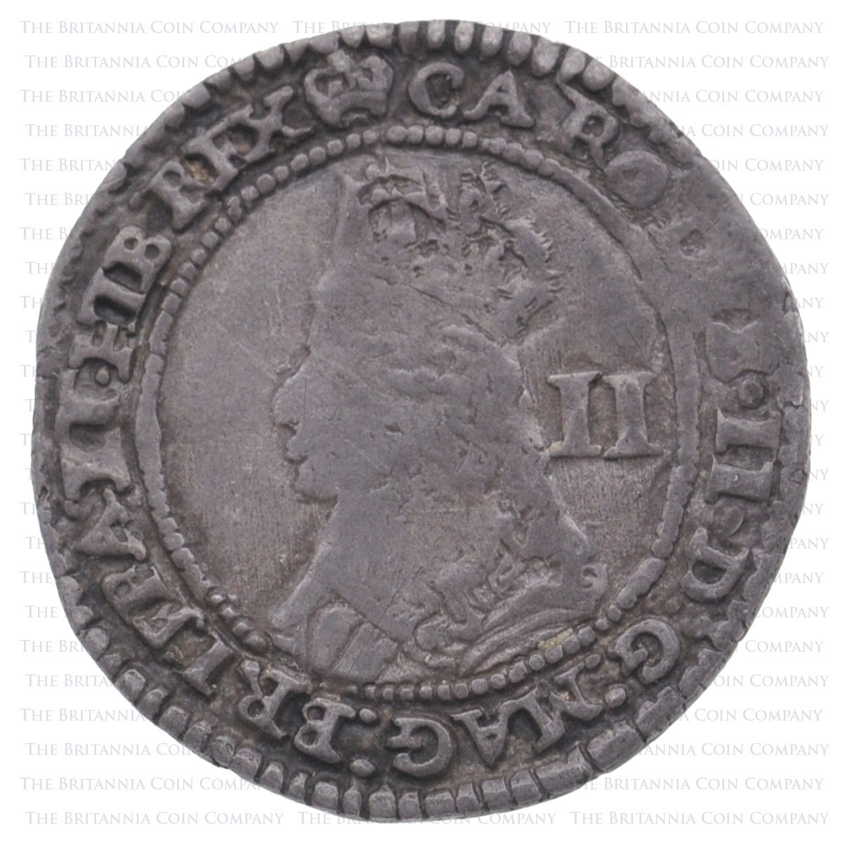 1660-1662 Charles II Twopence MM Crown Obverse