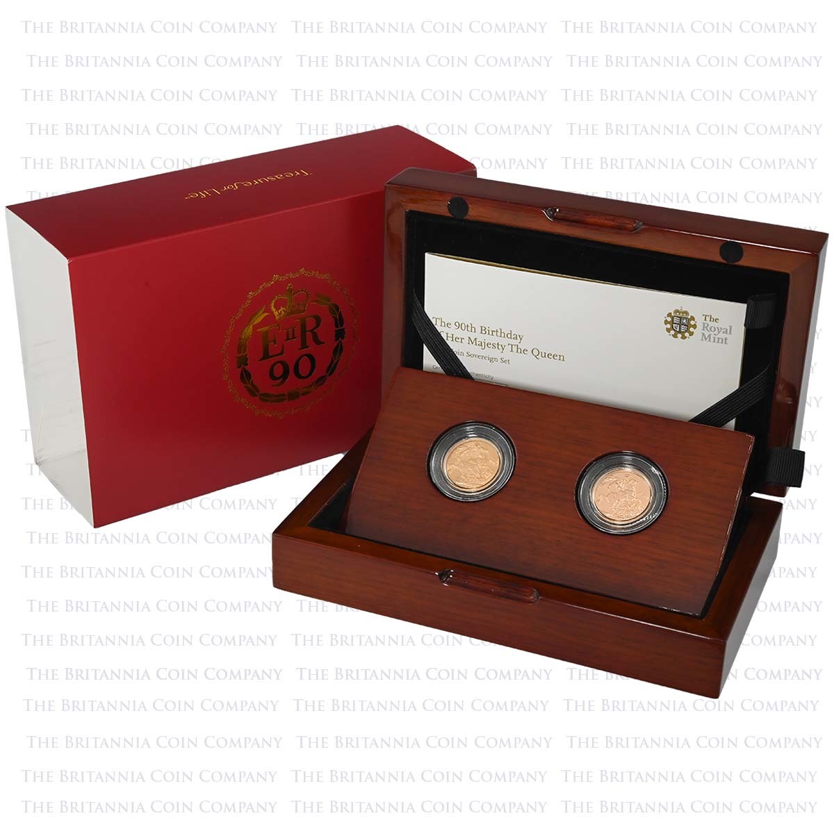 H15Q90SS 2016 Elizabeth II 2 Coin Sovereign Set Queen’s 90th Birthday Boxed